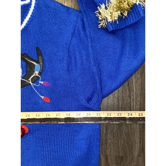 Jolly Sweaters Size M Blue Bro Where's the Party Holiday Ugly Christmas Sweater - Picture 12 of 16